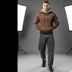 هودی D&G کلاه دار داخل خز قهوه‌ای