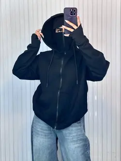 سویشرت نینجا زنانه مردانه با رازآلودگی دورس داخل کرکی، فری‌سایز ۳۶ تا ۴۴ کد ۶۶۴۵، پوششی چابک و مرموز برای ناپدید شدن در سایه‌های بازیگوش روزانه‌ات