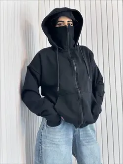 سویشرت نینجا زنانه مردانه با رازآلودگی دورس داخل کرکی، فری‌سایز ۳۶ تا ۴۴ کد ۶۶۴۵، پوششی چابک و مرموز برای ناپدید شدن در سایه‌های بازیگوش روزانه‌ات