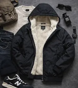 کاپشن مردانه مشکی داخل تمام خز مدل adidas-مشکی