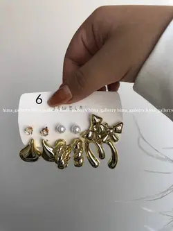 پک گوشواره اقتصادی ۶جفتی آبکاری طلایی