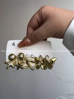 پک گوشواره اقتصادی ۶جفتی آبکاری طلایی