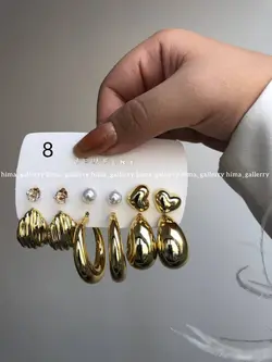 پک گوشواره اقتصادی ۶جفتی آبکاری طلایی