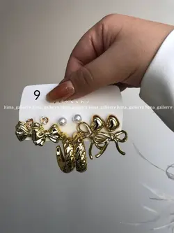 پک گوشواره اقتصادی ۶جفتی آبکاری طلایی