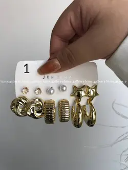 پک گوشواره اقتصادی ۶جفتی آبکاری طلایی