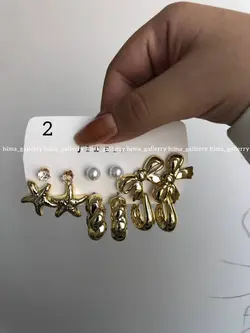 پک گوشواره اقتصادی ۶جفتی آبکاری طلایی