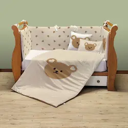 سرویس روتختی نوزاد برند مامز کیوتی (momscutie) مدل 7 تکه طرح تدی رنگ کرم قهوه ای - خرید مستقیم از تولید کننده