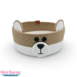 سبد نظم دهنده قیطان باکیفیت و عروسکی اتاق کودک طرح خرس تدی رنگ کرم قهوه ای