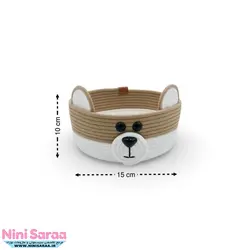 سبد نظم دهنده قیطان باکیفیت و عروسکی اتاق کودک طرح خرس تدی رنگ کرم قهوه ای