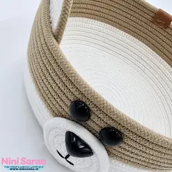 سبد نظم دهنده قیطان باکیفیت و عروسکی اتاق کودک طرح خرس تدی رنگ کرم قهوه ای