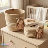 سطل و جای دستمال کاغذی باکیفیت و عروسکی اتاق کودک قیطان طرح دختر