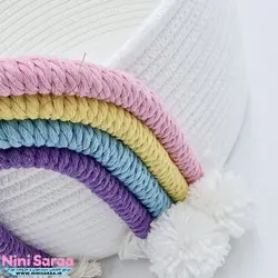 سبد نظم دهنده قیطان باکیفیت و عروسکی اتاق کودک طرح رنگین کمان رنگی