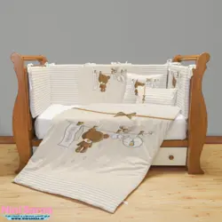 سرویس روتختی نوزاد برند مامز کیوتی (momscutie) مدل 7 تکه طرح خرس بندرخت رنگ کرم قهوه ای - خرید مستقیم از تولید کننده