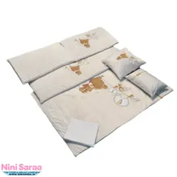 سرویس روتختی نوزاد برند مامز کیوتی (momscutie) مدل 7 تکه طرح خرس بندرخت رنگ کرم قهوه ای - خرید مستقیم از تولید کننده