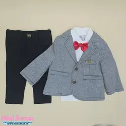 ست کت و شلوار سه تکه پسرانه ترک رنگ طوسی