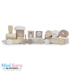 قطار چوبی طرح خرس تدی نقاشی شده مناسب اکسسوری اتاق نوزاد با بهترین کیفیت چوب راش و رنگ اکریلیک