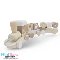 قطار چوبی طرح خرس تدی نقاشی شده مناسب اکسسوری اتاق نوزاد با بهترین کیفیت چوب راش و رنگ اکریلیک
