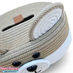 سطل و جای دستمال کاغذی باکیفیت و عروسکی اتاق کودک قیطان طرح خرس تدی رنگ کرم قهوه ای