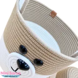 سطل و جای دستمال کاغذی باکیفیت و عروسکی اتاق کودک قیطان طرح خرس تدی رنگ کرم قهوه ای