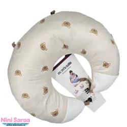 بالشت شیردهی یو U نوزاد برند مامز کیوتی طرح خرس تدی کرم - نماینده رسمی مامزکیوتی