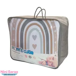 سرویس روتختی نوزاد برند مامز کیوتی(momscutie) مدل 7 تکه طرح رنگین کمان رنگ کرم - خرید مستقیم از تولید کننده