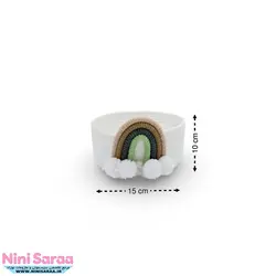 سبد نظم دهنده قیطان باکیفیت و عروسکی اتاق کودک طرح رنگین کمان رنگ کرم