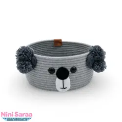 سبد نظم دهنده قیطان باکیفیت و عروسکی اتاق کودک طرح کوالا رنگ طوسی