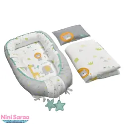 تشک گارد دار یا لبه دار 3 تکه نوزاد از برند مامز کیوتی طرح فیل و زرافه گاردن- خرید مستقیم از تولیدی