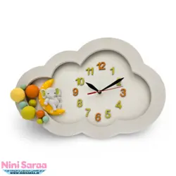 تابلو و ساعت نوزاد چوبی طرح گاردن مناسب اکسسوری اتاق نوزاد با بهترین کیفیت چوب راش و رنگ اکریلیک