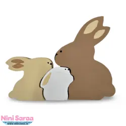 3 خرگوش چوبی طرح تدی مناسب اکسسوری اتاق نوزاد با بهترین کیفیت چوب راش و رنگ اکریلیک