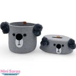 سطل و جای دستمال کاغذی باکیفیت و عروسکی اتاق کودک قیطان طرح کوالا رنگ طوسی