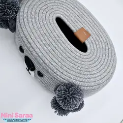 سطل و جای دستمال کاغذی باکیفیت و عروسکی اتاق کودک قیطان طرح کوالا رنگ طوسی