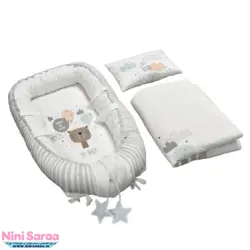 تشک گارد دار یا لبه دار 3 تکه نوزاد از برند مامز کیوتی طرح خرس کارتونی سفید - خرید مستقیم از تولیدی
