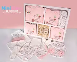 ست لباس 19 تکه بیمارستانی نوزاد بدو تولد برند کوکالو Cocalo- - طرح صورتی گل