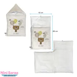 ست خواب نوزاد برند مامز کیوتی (momscutie) مدل 4 تکه طرح خرس کارتونی رنگ کرم- نماینده رسمی مامزکیوتی