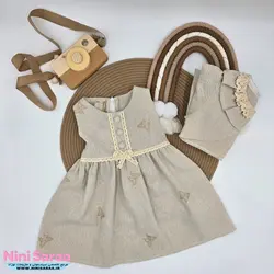 کت سارافون پیراهن دخترانه گیپور کرم