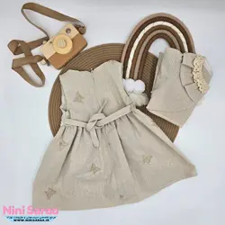 کت سارافون پیراهن دخترانه گیپور کرم