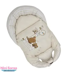 قنداق سوئیسی دوطرفه نوزاد از برند مامزکیوتی طرح خرس بند رخت رنگ کرم - خرید مستقیم از تولیدی