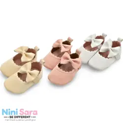 پاپوش نوزادی دخترانه پاپیون چرمی