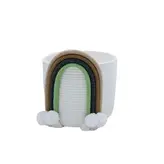 سطل و جای دستمال کاغذی باکیفیت و عروسکی اتاق کودک قیطان طرح رنگین کمان رنگ کرم