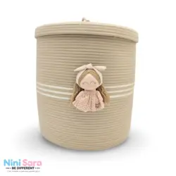 سبد و جا لباسی درب دار قیطان باکیفیت و عروسکی اتاق کودک طرح دختر