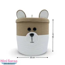 سبد و جا لباسی درب دار قیطان باکیفیت و عروسکی اتاق کودک طرح خرس تدی رنگ کرم قهوه ای