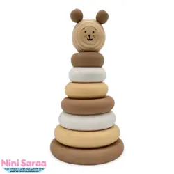 برج هوش چوبی طرح تدی مناسب اکسسوری اتاق نوزاد با بهترین کیفیت چوب راش و رنگ اکریلیک