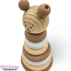 برج هوش چوبی طرح تدی مناسب اکسسوری اتاق نوزاد با بهترین کیفیت چوب راش و رنگ اکریلیک