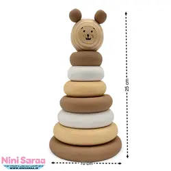 برج هوش چوبی طرح تدی مناسب اکسسوری اتاق نوزاد با بهترین کیفیت چوب راش و رنگ اکریلیک