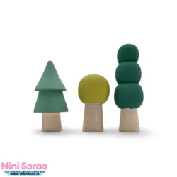 3 درخت چوبی طرح گاردن مناسب اکسسوری اتاق نوزاد با بهترین کیفیت چوب راش و رنگ اکریلیک