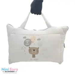 مسافرتی نوزاد مامز کیوتی (momscutie) مدل 3 تکه طرح خرس کارتونی سفید طوسی- نماینده رسمی مامزکیوتی