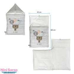 ست خواب نوزاد برند مامز کیوتی (momscutie) مدل 4 تکه طرح خرس کارتونی رنگ سفید- نماینده رسمی مامزکیوتی