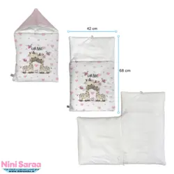 ست خواب نوزاد برند مامز کیوتی (momscutie) مدل 4 تکه طرح زرافه قلبی- نماینده رسمی مامزکیوتی