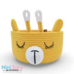 سبد نظم دهنده قیطان باکیفیت و عروسکی اتاق کودک طرح زرافه زرد